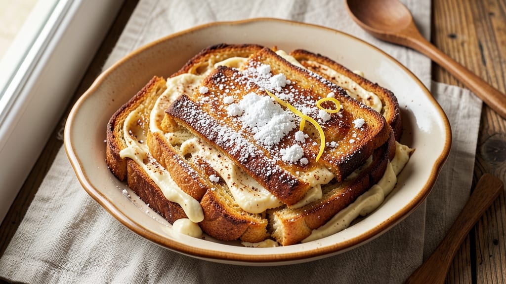 Baked French Toast with Cream Cheese Recipe: Cinnamon-Spiced Crust and Ultra-Rich Centers