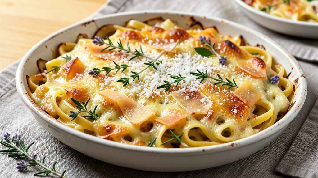 Alice Waters' Cheese and Pasta Gratin Recipe: Herb-Infused Crispy Top and Melty Layers