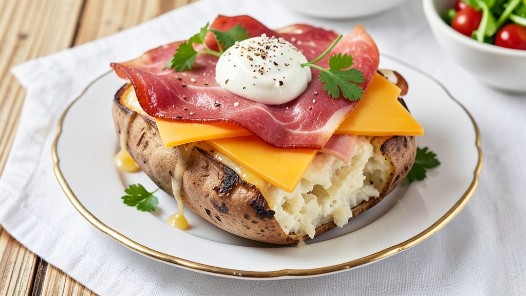 Baked Potato With Ham and Cheese Recipe: Crispy Top, Melty Layers of Comfort