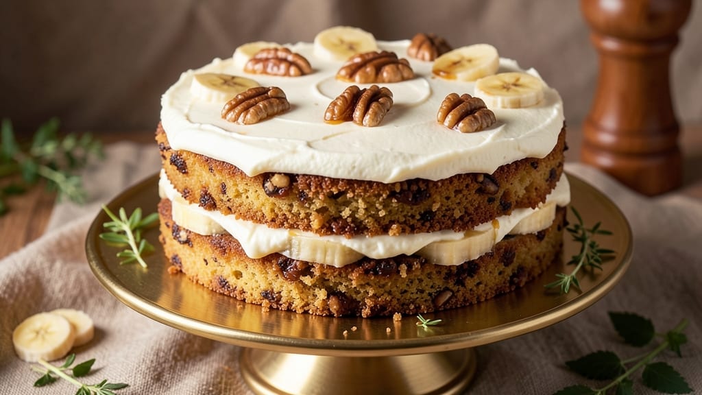 Banana Nut Cake Recipe With Cream Cheese Frosting: Moist Layers and Sweet Nutty Crunch