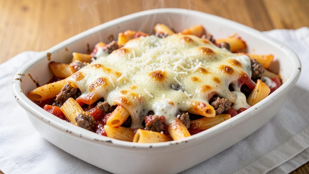 Baked Ziti With Meat and Ricotta Cheese Recipe: Meaty Layers and Al Dente Noodles