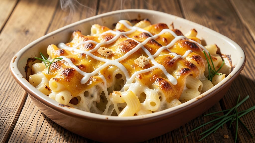 Baked Mac and Cheese Recipe with Shredded Cheese: Crispy Breadcrumb Crown Over Melty Streaks