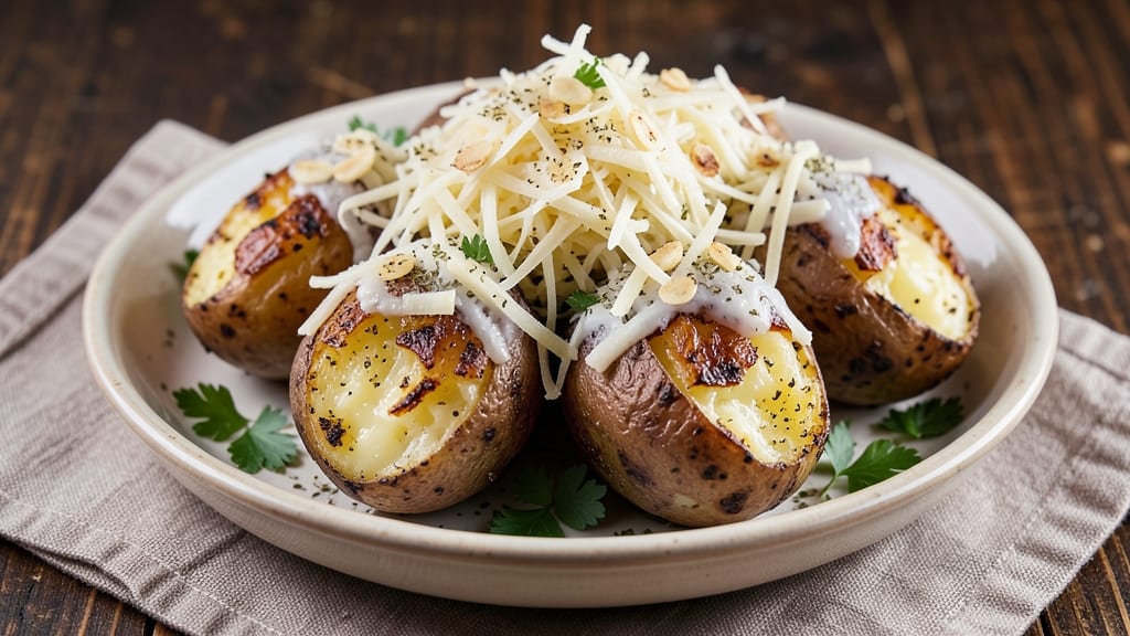Baked Potato Parmesan Cheese Recipe: Golden Crust, Stringy Cheese Pulls