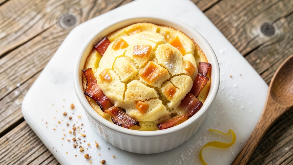 Bacon and Cheese Egg Soufflé Recipe: Crispy Top, Runny Yolk Magic