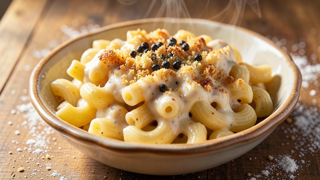 Asiago Macaroni and Cheese Recipe: Bubbly Broth and Melty Cheese Bliss