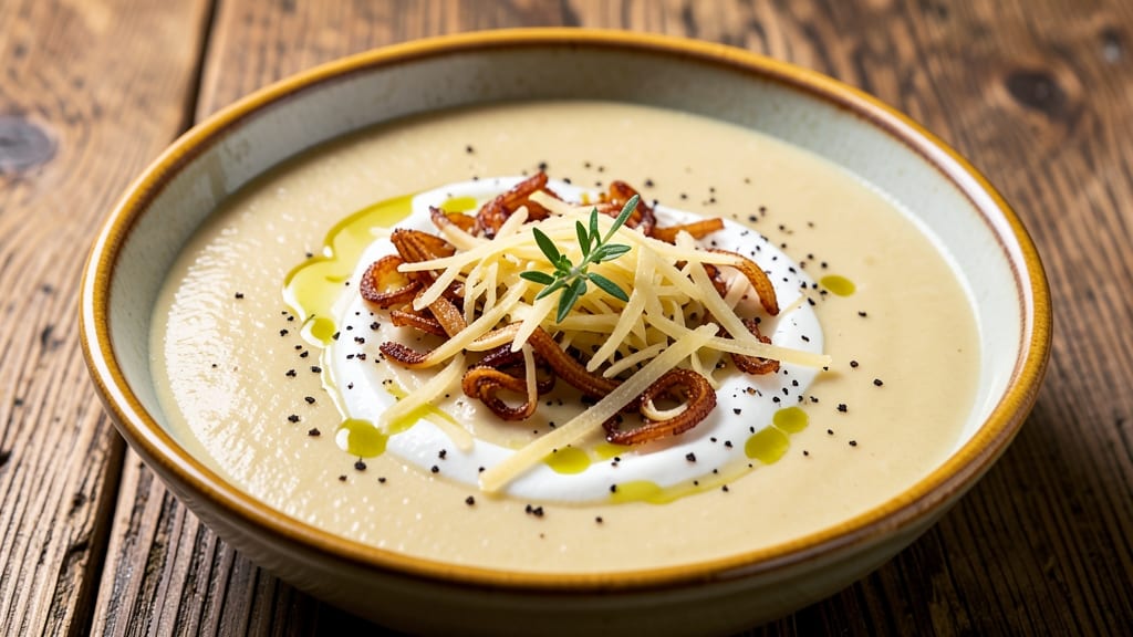 Asiago Cheese Bisque Recipe: Nutty Creaminess With Crispy Herb Topping