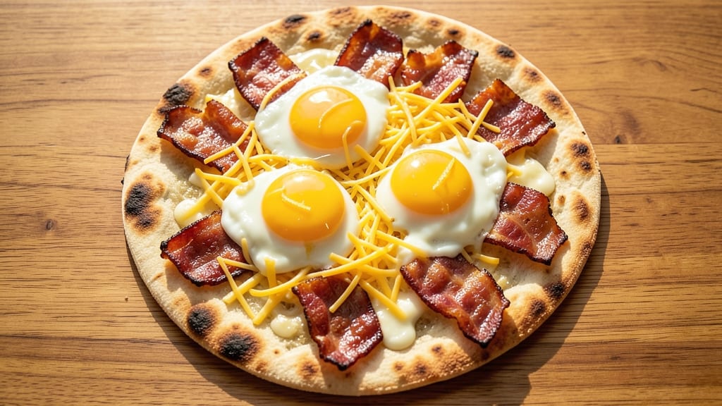 Bacon Egg and Cheese Flatbread Recipe: Crispy Edges, Melty Centers, Ready in 10