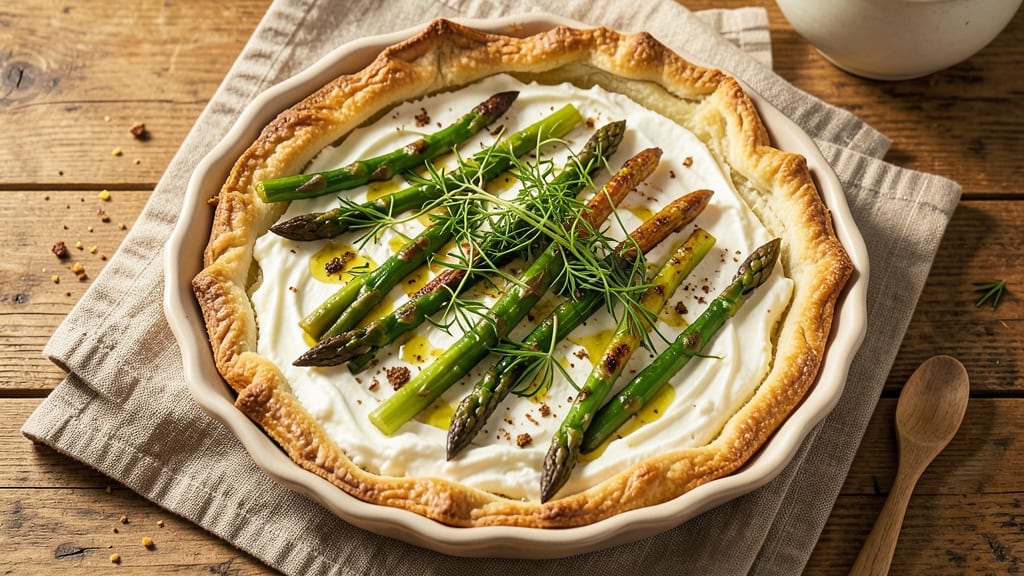 Asparagus, Goat Cheese, and Tarragon Tart Recipe: Crispy Pastry with Herby Goat Cheese Bliss
