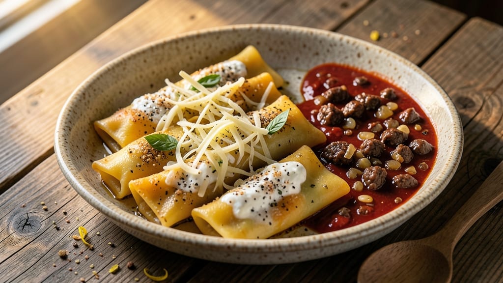 Beef and Cheese Manicotti Recipe: Triple-Layered Pasta With Gooey Ricotta Filling