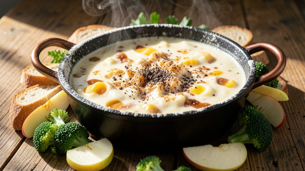 Authentic Swiss Cheese Fondue Recipe: Warm, Melty Cheese Rivers With Crispy Bread Bites