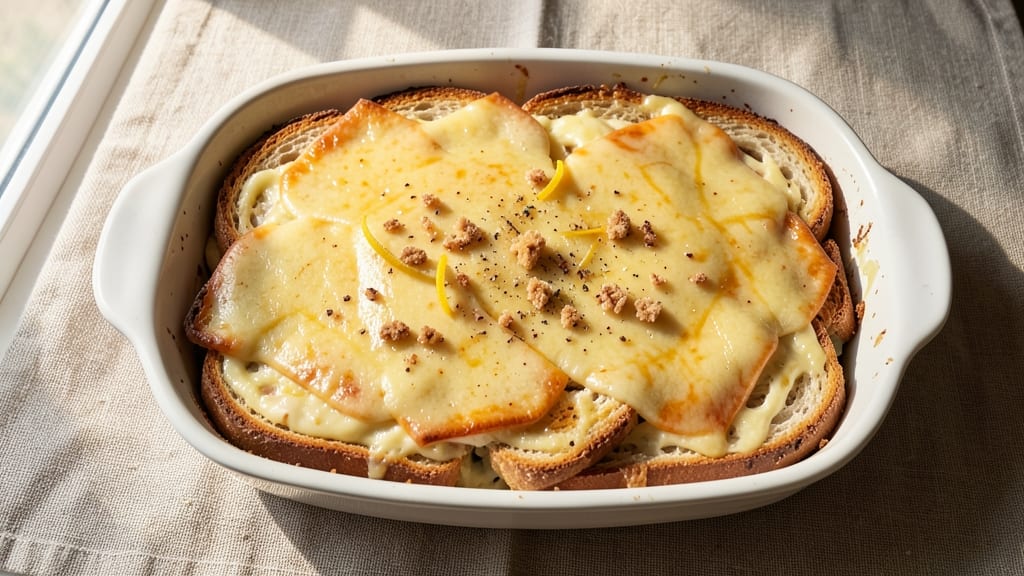 Basic Cheese Strata Recipe: Fluffy Egg-Custard Layers With Melty Cheese Bliss