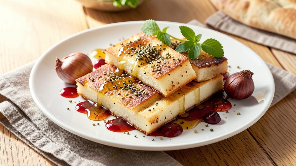 Arabic Cheese Recipe: Warm Spiced Halloumi with Crispy Pomegranate Glaze