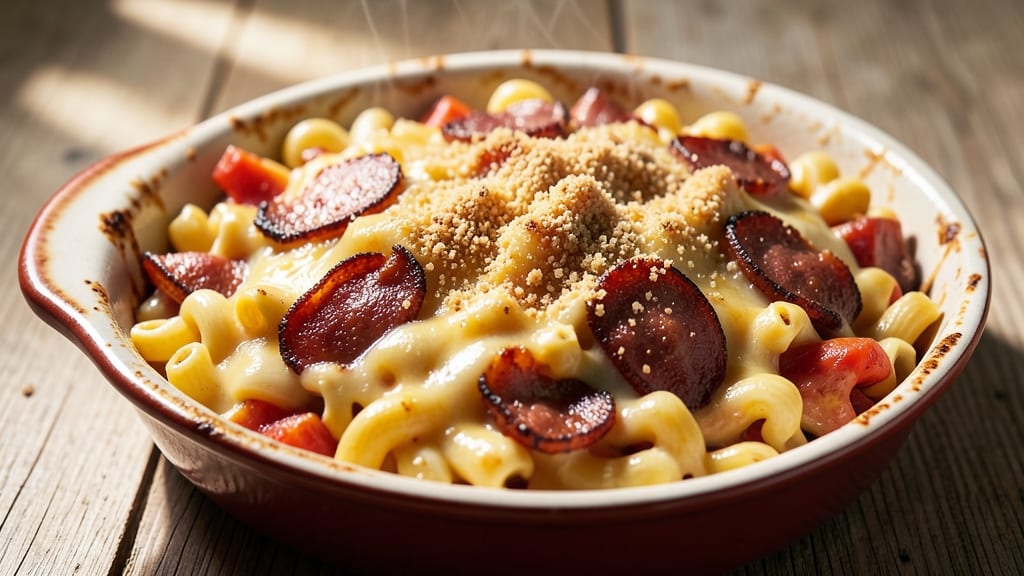 Andouille Mac and Cheese Recipe: Smoky Sausage and Triple-Cheese Crunch